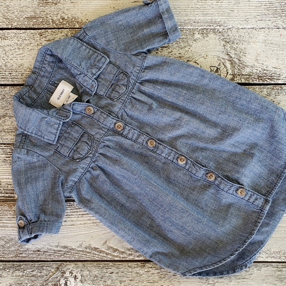Jean button down tunic - Picture 1 of 3